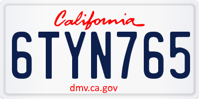 CA license plate 6TYN765