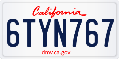 CA license plate 6TYN767