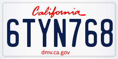 CA license plate 6TYN768
