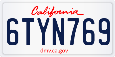 CA license plate 6TYN769