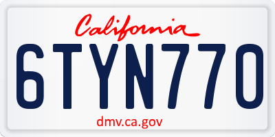 CA license plate 6TYN770