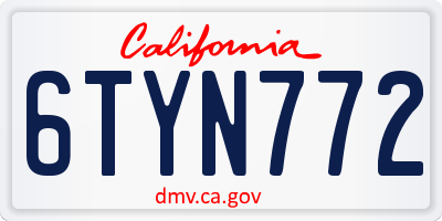 CA license plate 6TYN772