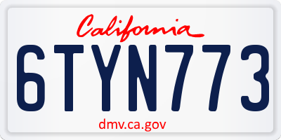 CA license plate 6TYN773