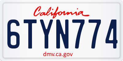 CA license plate 6TYN774