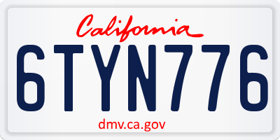 CA license plate 6TYN776