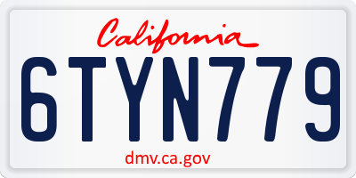 CA license plate 6TYN779