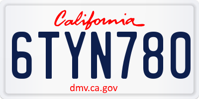 CA license plate 6TYN780