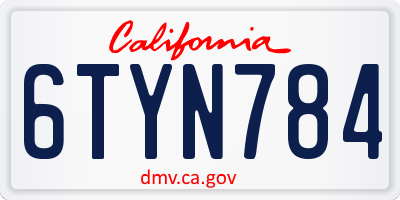 CA license plate 6TYN784