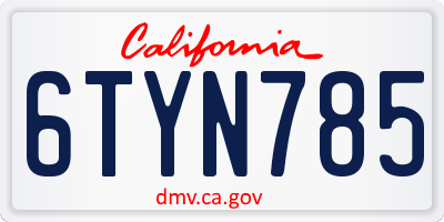 CA license plate 6TYN785