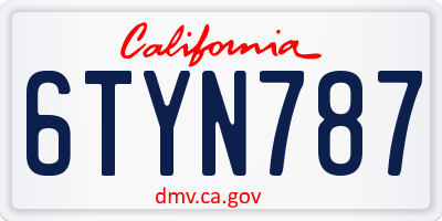 CA license plate 6TYN787