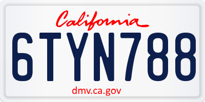 CA license plate 6TYN788