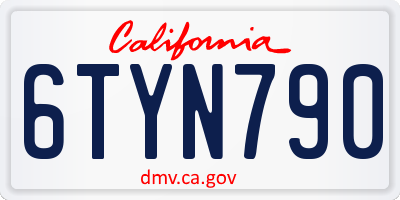 CA license plate 6TYN790