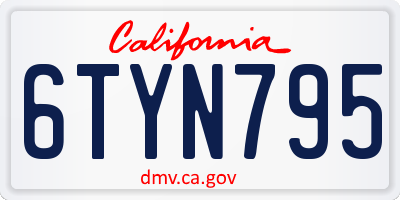 CA license plate 6TYN795