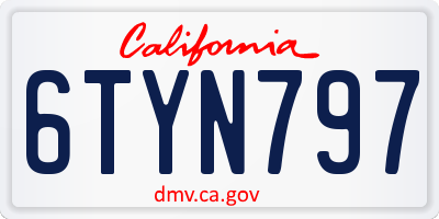 CA license plate 6TYN797