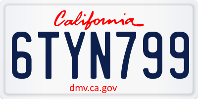 CA license plate 6TYN799