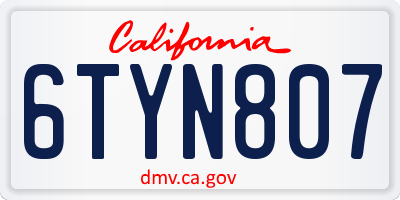 CA license plate 6TYN807