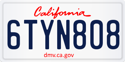 CA license plate 6TYN808