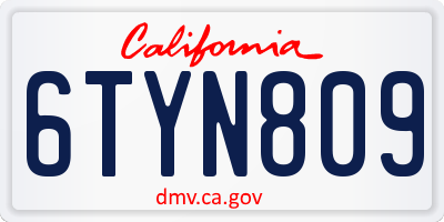 CA license plate 6TYN809