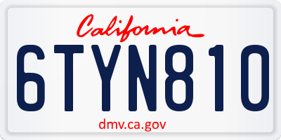 CA license plate 6TYN810
