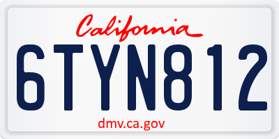 CA license plate 6TYN812