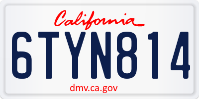 CA license plate 6TYN814