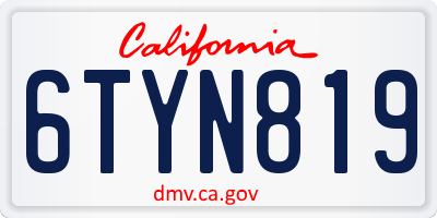CA license plate 6TYN819