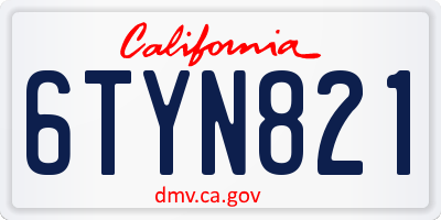 CA license plate 6TYN821