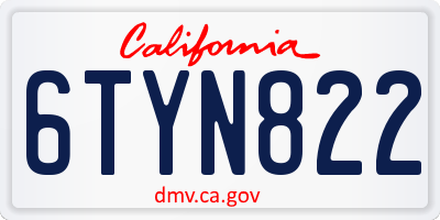 CA license plate 6TYN822