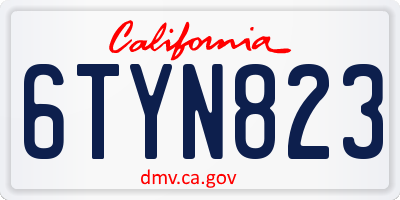 CA license plate 6TYN823