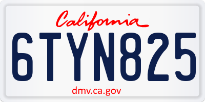 CA license plate 6TYN825