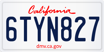CA license plate 6TYN827