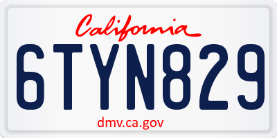 CA license plate 6TYN829