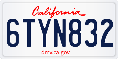 CA license plate 6TYN832