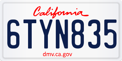 CA license plate 6TYN835