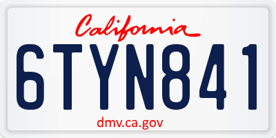 CA license plate 6TYN841