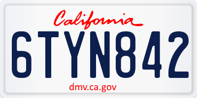 CA license plate 6TYN842