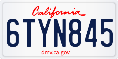 CA license plate 6TYN845