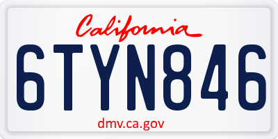 CA license plate 6TYN846