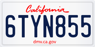 CA license plate 6TYN855