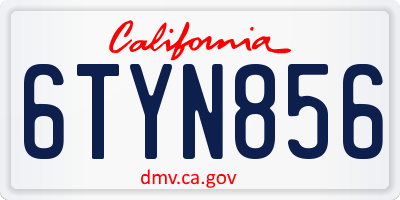 CA license plate 6TYN856