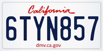 CA license plate 6TYN857