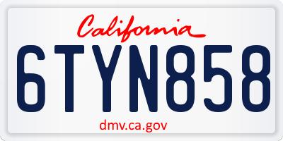 CA license plate 6TYN858