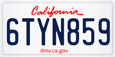 CA license plate 6TYN859