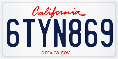 CA license plate 6TYN869