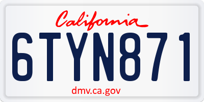 CA license plate 6TYN871