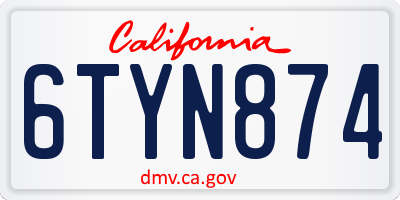 CA license plate 6TYN874