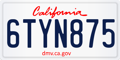 CA license plate 6TYN875