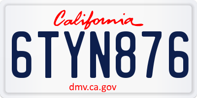 CA license plate 6TYN876