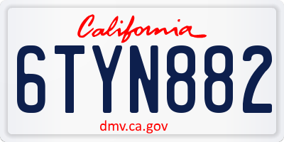 CA license plate 6TYN882