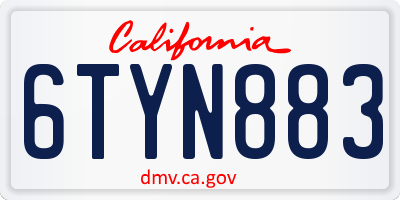 CA license plate 6TYN883
